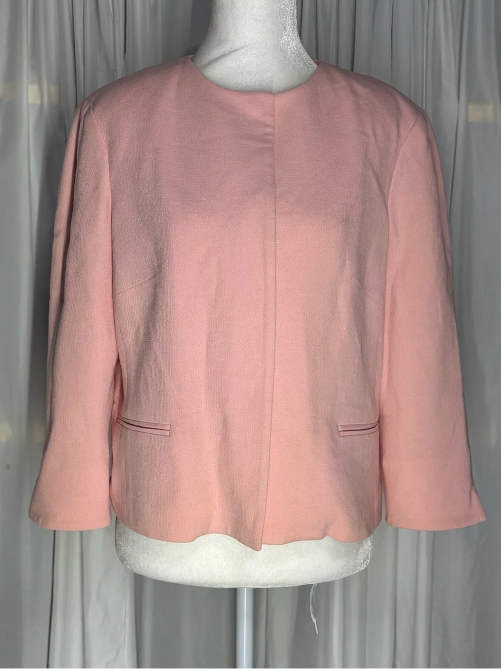 Vintage OSCAR DE LA RENTA Cocktail Wool Blazer Blush Pink 8P Made in Korea